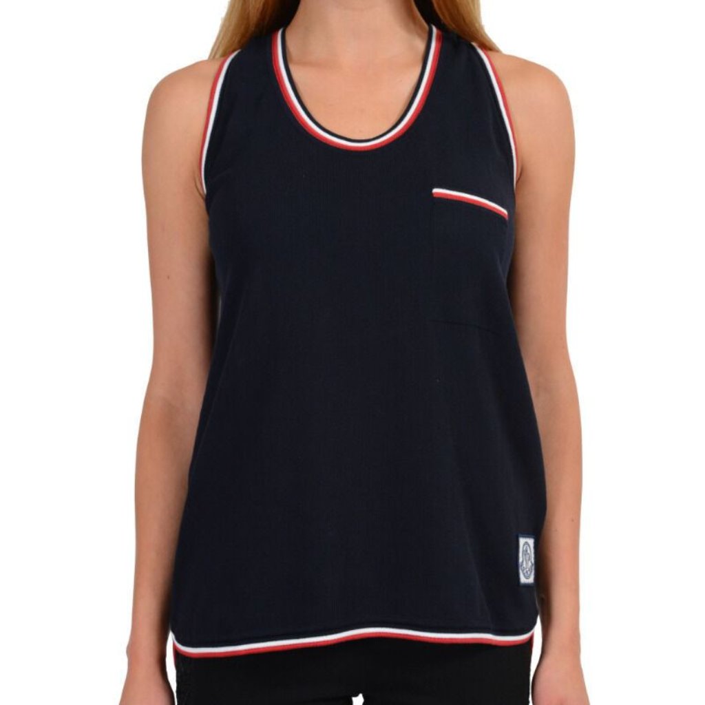 Moncler Women's Navy Blue Knitted Blouse Tank Top Us S It 40